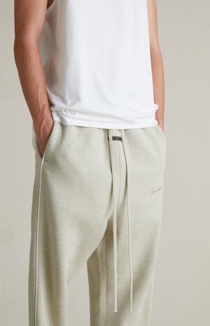 Heather Stone & Cloud White Relaxed Fleece Sweatpants image number 5
