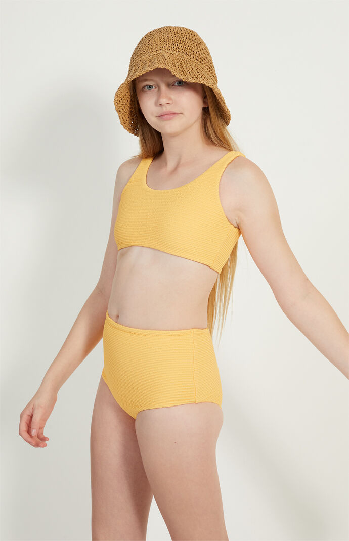 Pacsun Kids Orange Scrunched Bikini Swimsuit Set
