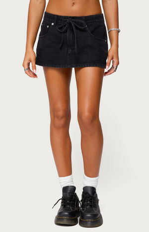Ziggie Tie Front Denim Mini Skort image number 1