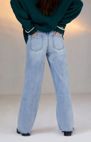 Light Blue High Waisted Baggy Jeans image number 4