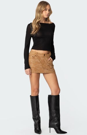 Isa Faux Suede Mini Skirt Isa Faux Suede Mini Skirt image number 3