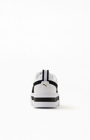 Women's White & Black Mayze Leather Sneakers image number 3