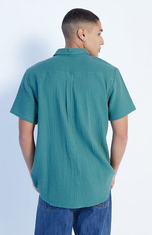 Green Textured Classic Camp Shirt image number 3