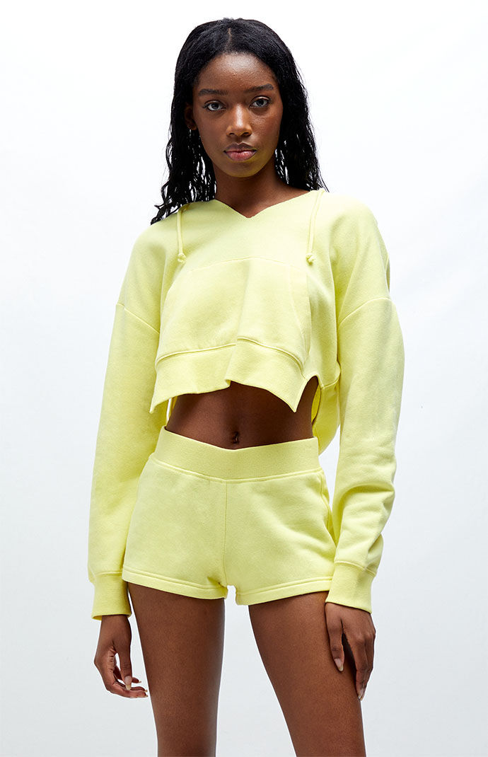 Cut out drawstring top crop hoodie
