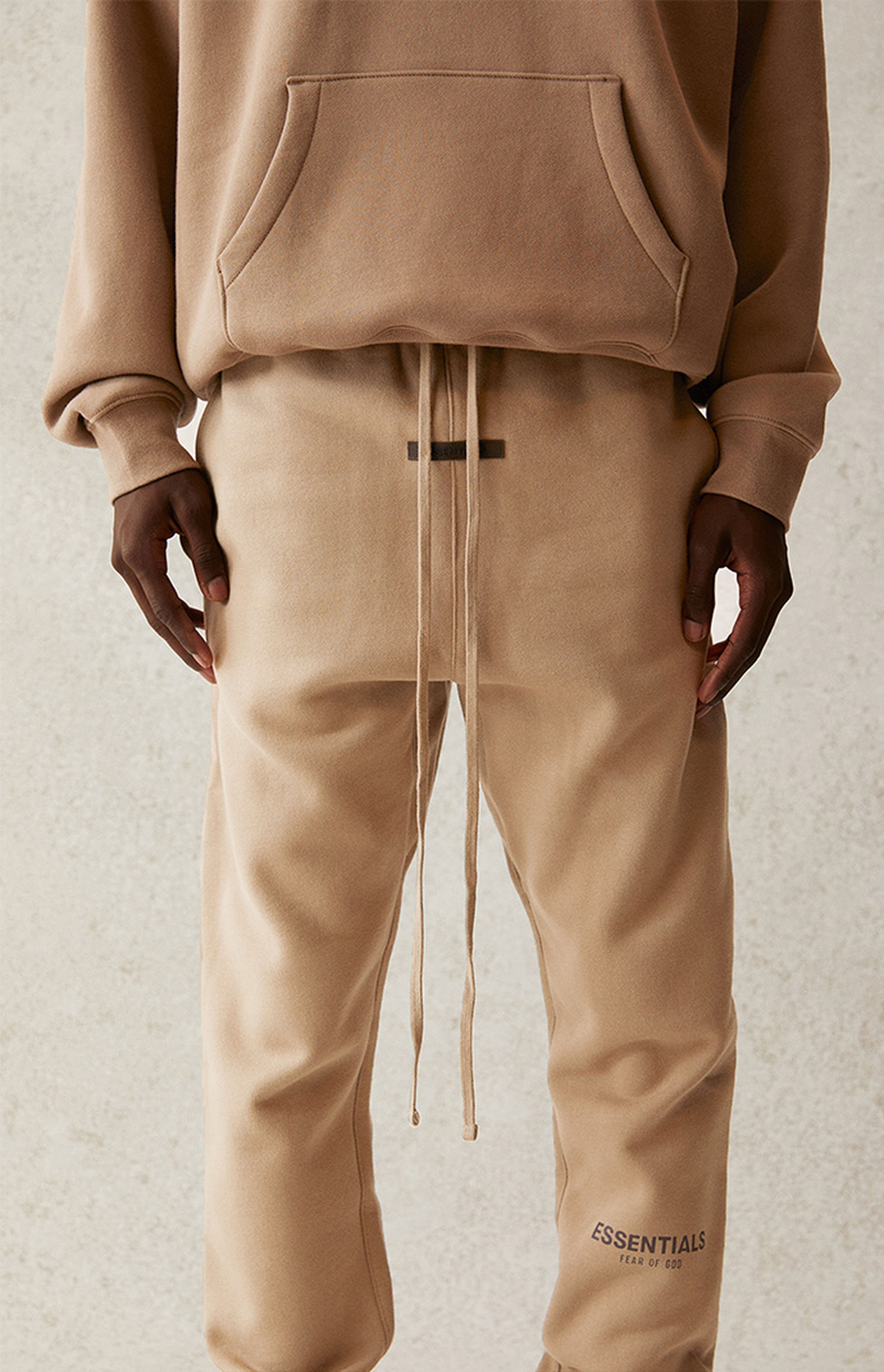 fear of god essentials tan sweatpants