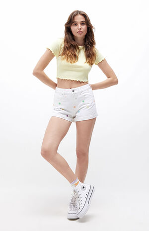 Eco Flower Power Embroidered Mom Shorts image number 6