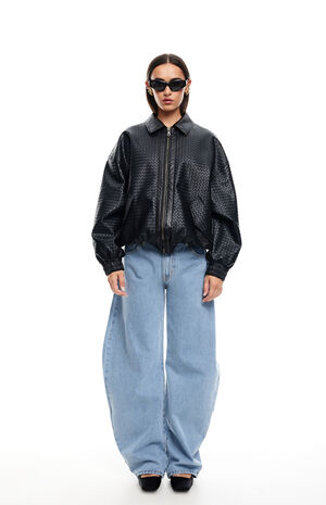 Kenny Faux Leather Bomber Jacket image number 4