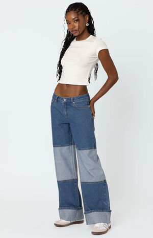 Lindsey Two Tone Cuffed Jeans image number 3
