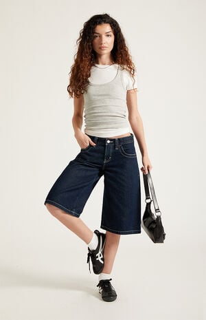 Peyton Extreme Jorts Contrast Stitch Dark Blue image number 6