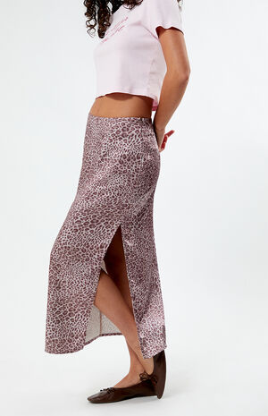 Leopard Satin Midi Skirt image number 3