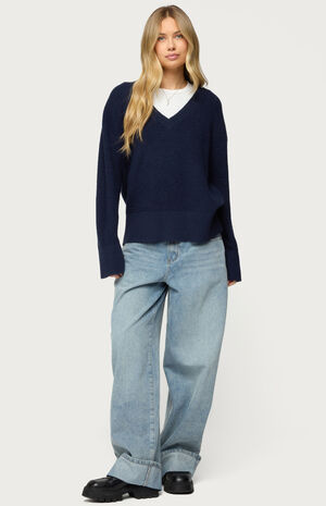 Bluebell Oversized Waffle Knit Sweater image number 4