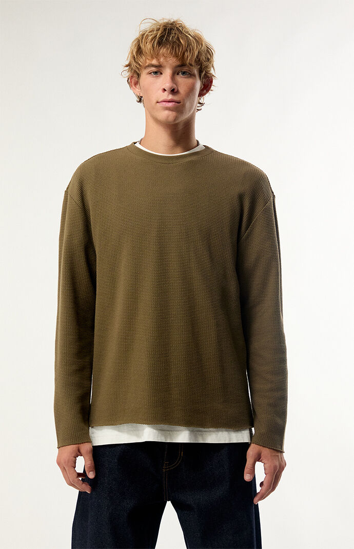 Pacsun Brown Solid Waffle Long Sleeve T-Shirt | Pacsun