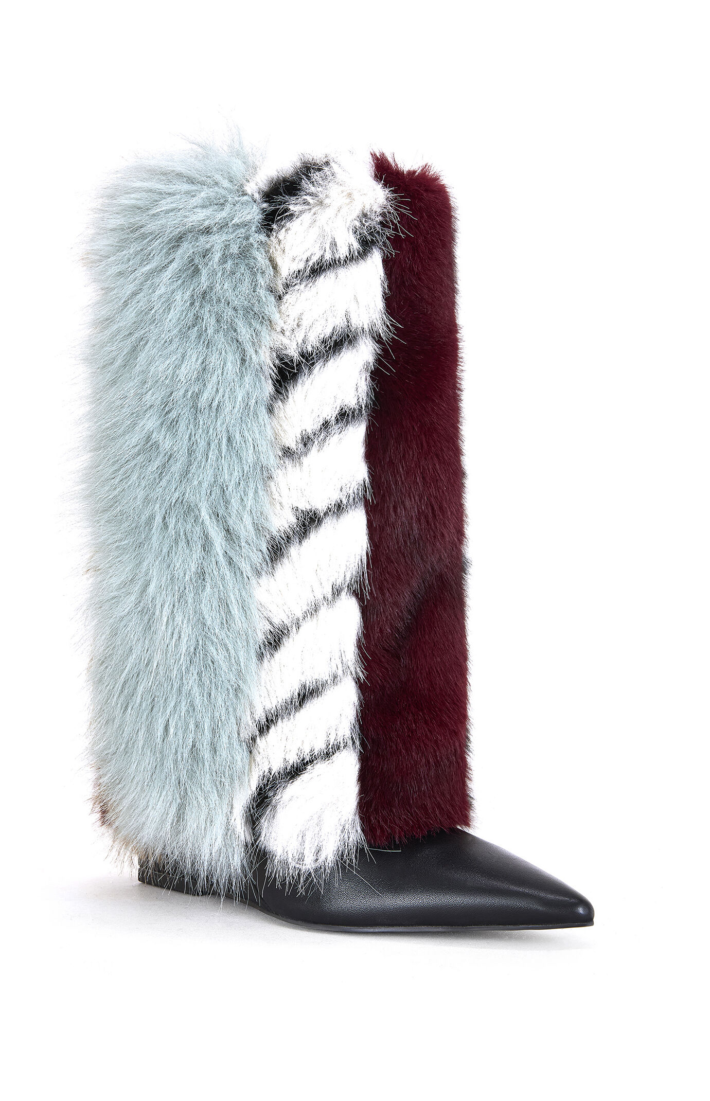 AZALEA WANG Briash Blue Faux Fur Booties