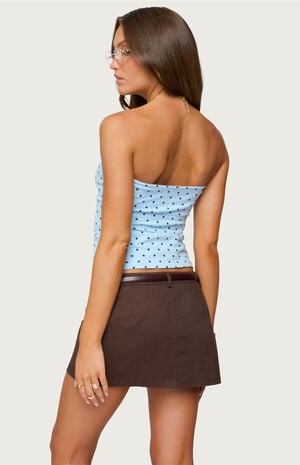 Polka Dot Built in Bra Tube Top image number 3