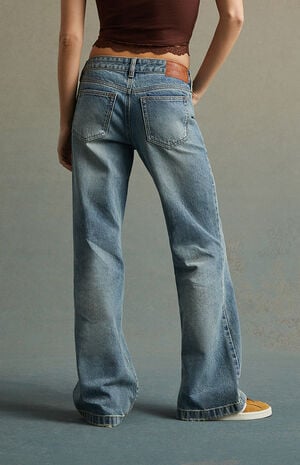 Medium Indigo Low Rise Bootcut Jeans image number 4