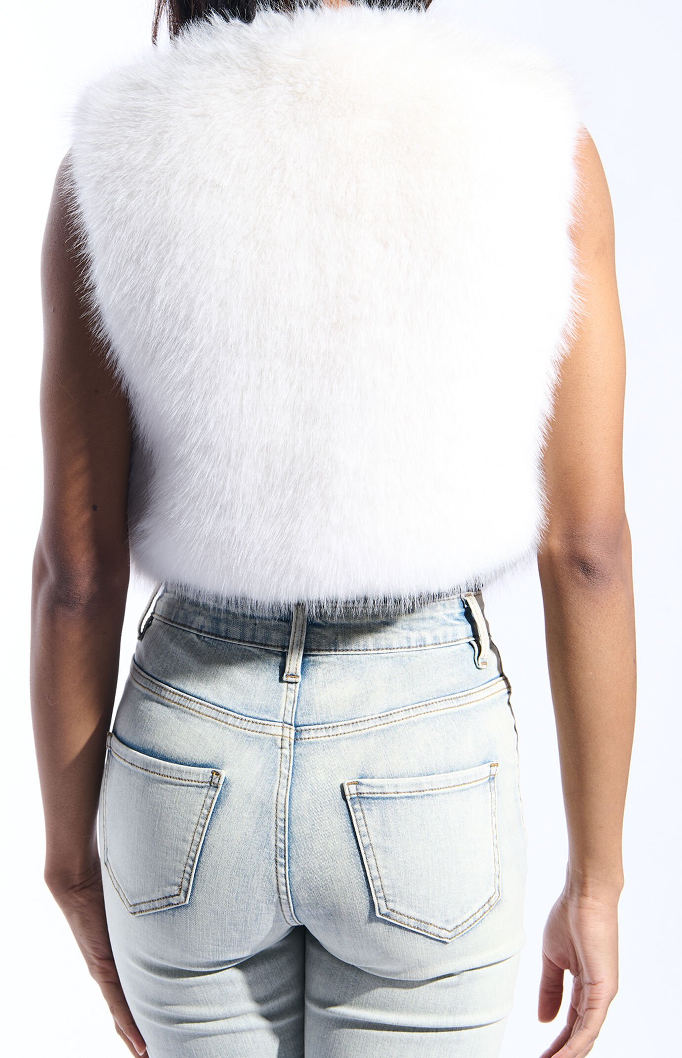 AZALEA WANG Meela White Faux Fur Vest