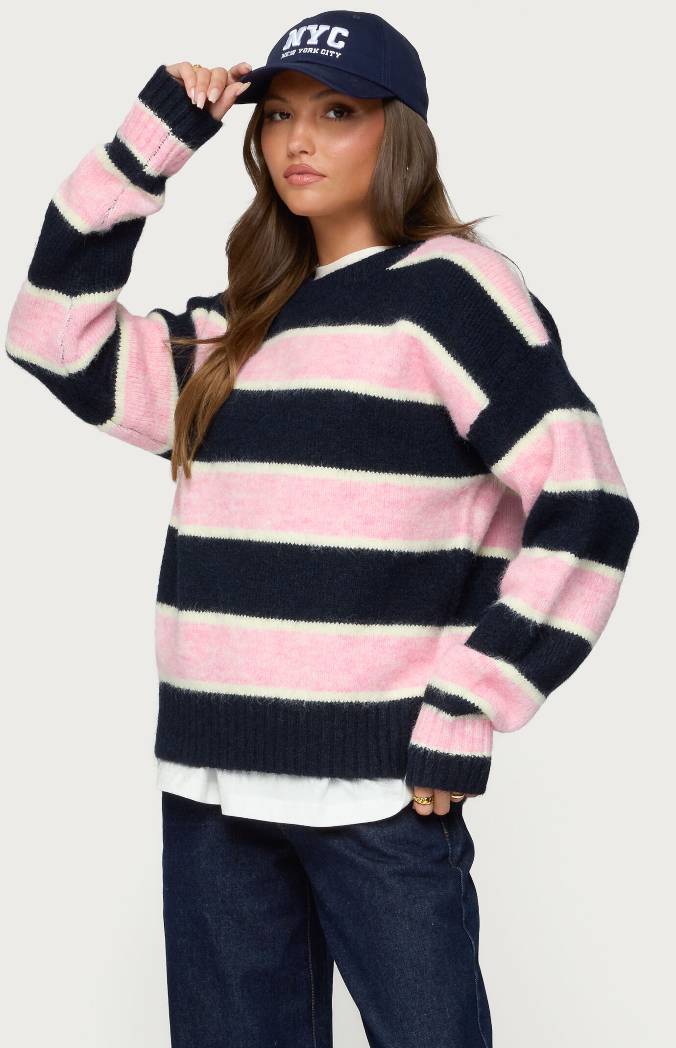 Edikted Conrad Striped Knit Sweater