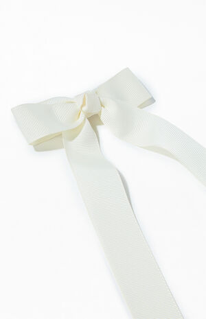 Cream Ribbed Single Loop Bow Barrette image number 2
