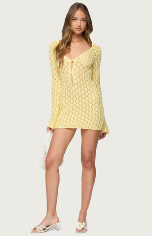 Edikted Brie Cut Out Crochet Mini Dress | PacSun