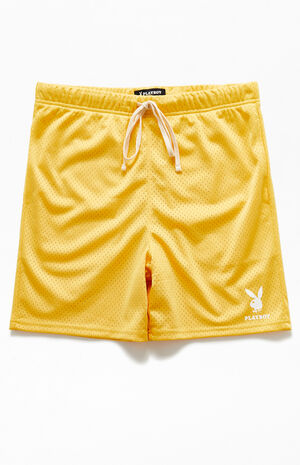 By PacSun Gold Text Mesh Basketball Shorts image number 1