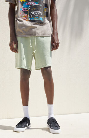 Green Fleece Garment Dyed Sweat Shorts image number 3