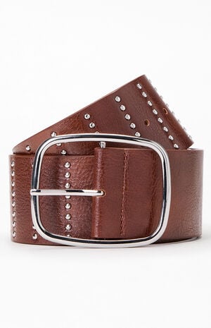 Faux Leather Wide Studded Belt image number 1