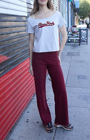 Burgundy Priscilla Flare Pants image number 4