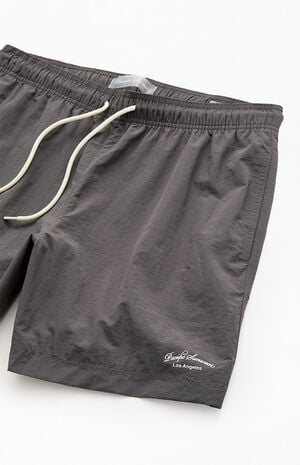 Gray Collegiate Solid 7" Swim Trunks image number 4