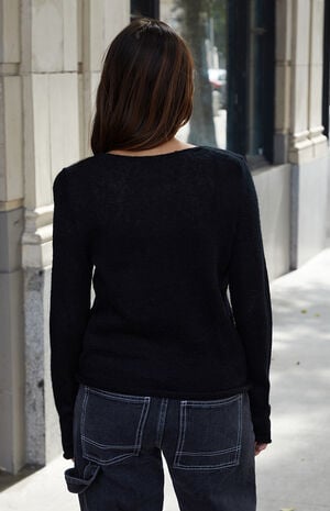 Black Basic Relaxed Sweater image number 3