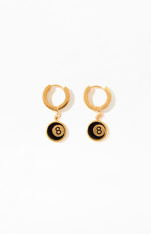 Gold 8 Ball Hoop Earrings image number 2