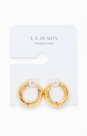 14K Gold Plated Chunky Hoop Earrings image number 1