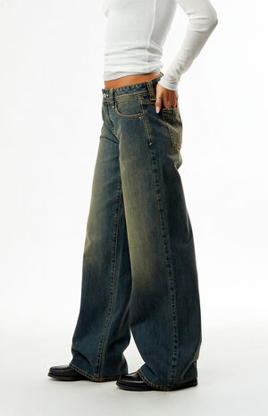 Casey Low Rise Baggy Jeans Seamed Pocket Dark Blue Tint image number 3