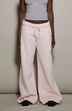 Pink Ultra Soft Fleece Baggy Sweatpants image number 2