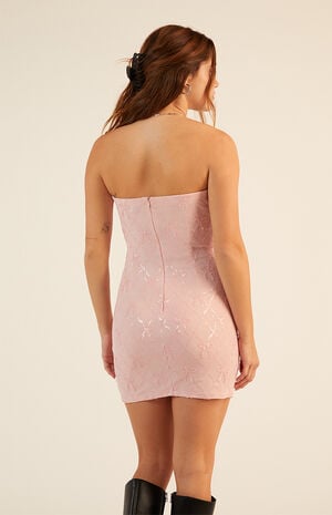 Bow Sequin Strapless Mini Dress image number 4