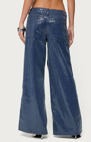 Mirella Sequin Low Rise Baggy Jeans image number 3