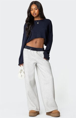 Edikted Contrast Embroidered Sweatpants image number 1