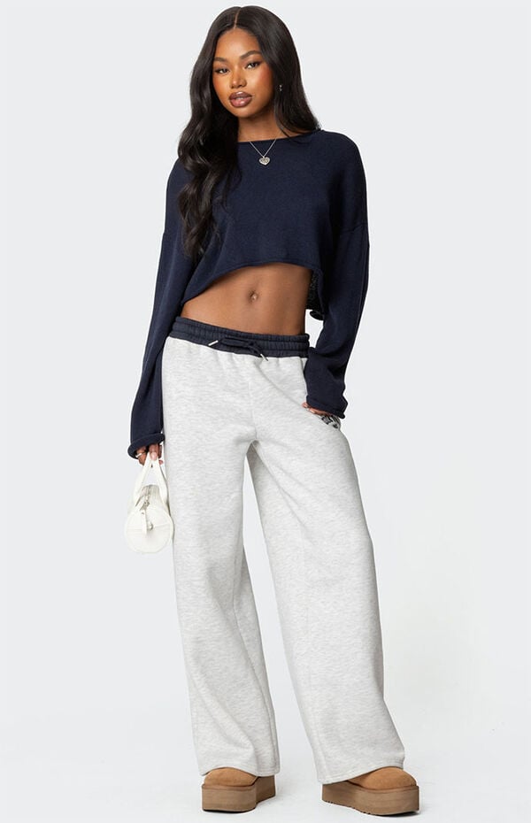 Edikted Contrast Embroidered Sweatpants
