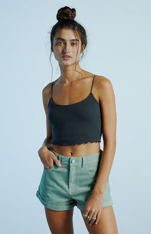 Sage Corduroy Mom Shorts image number 1