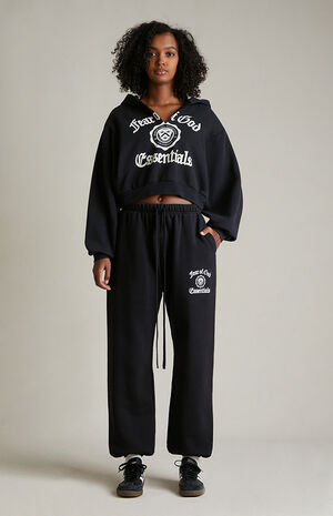 Women's Black Heavy Fleece Sweatpants image number 2