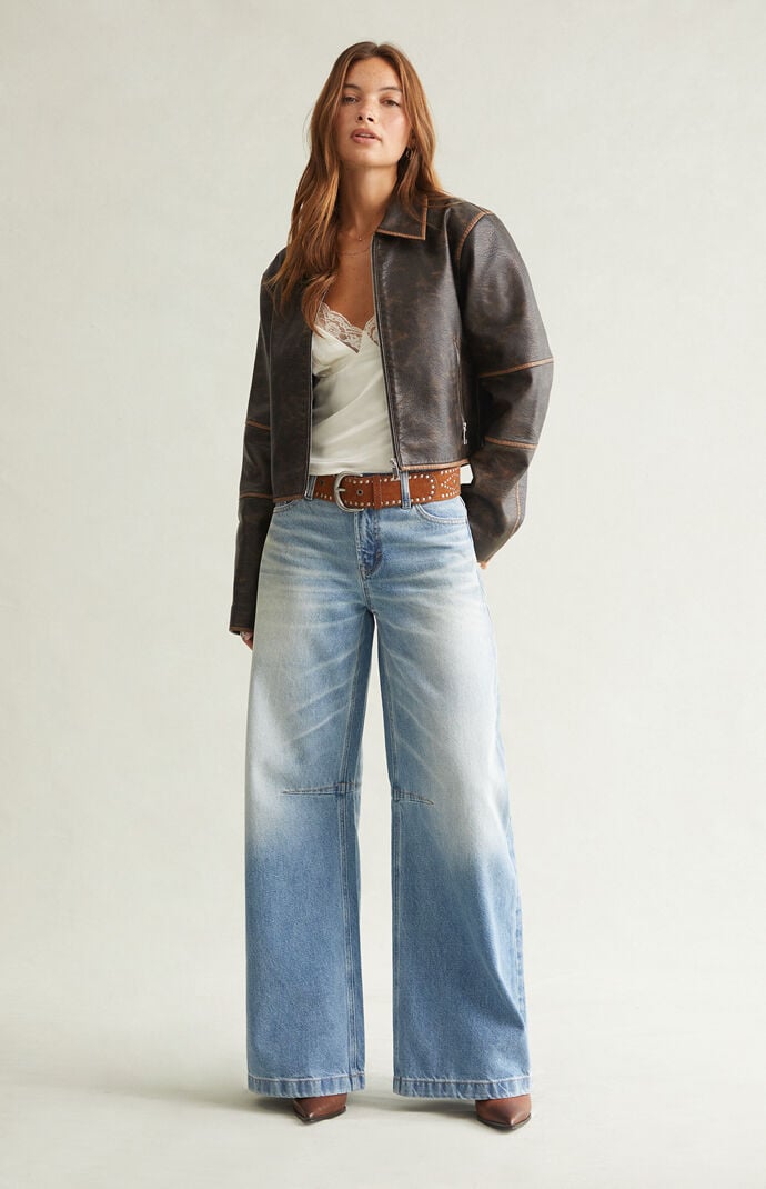 Pacsun Remi Baggy Barrel Jeans Knee Dart Light Blue