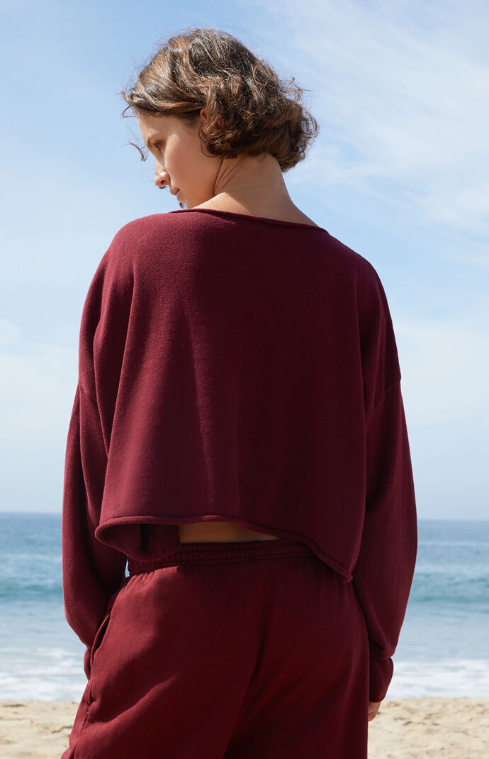 John Galt Burgundy Cameron Cropped Sweater