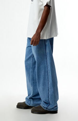 Zigzag Stitch Baggy Barrel Jeans image number 3