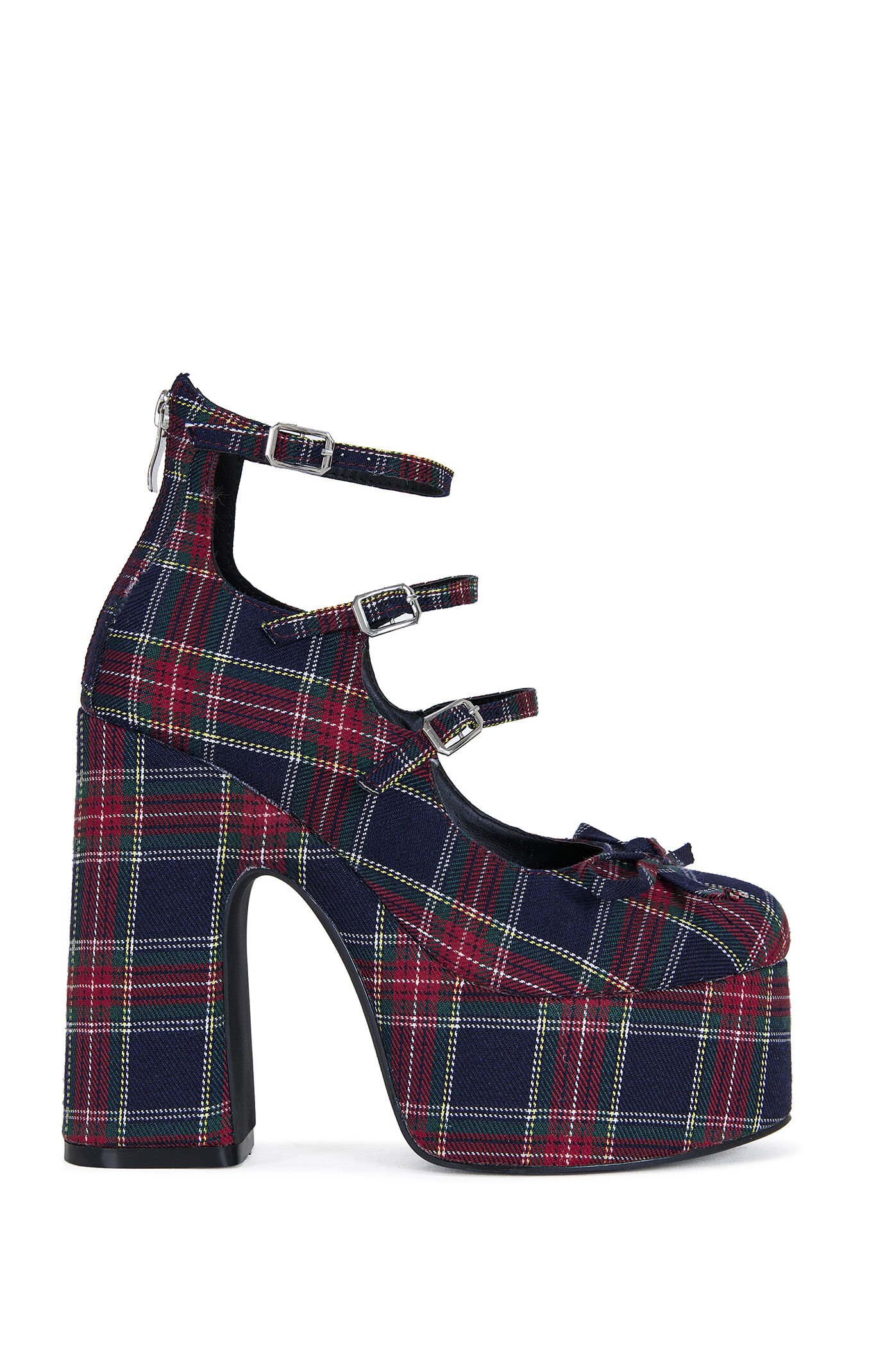 AZALEA WANG Georgina Plaid Platform Mary Jane Shoes