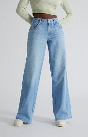 Eco Light Blue Low Rise Baggy Jeans image number 1