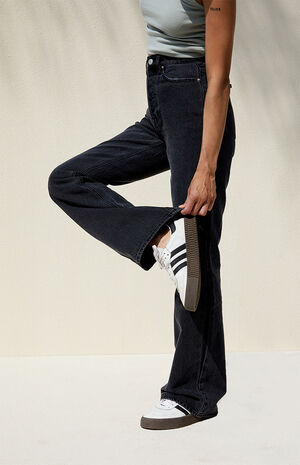 Eco Black High Waisted Bootcut Jeans image number 3