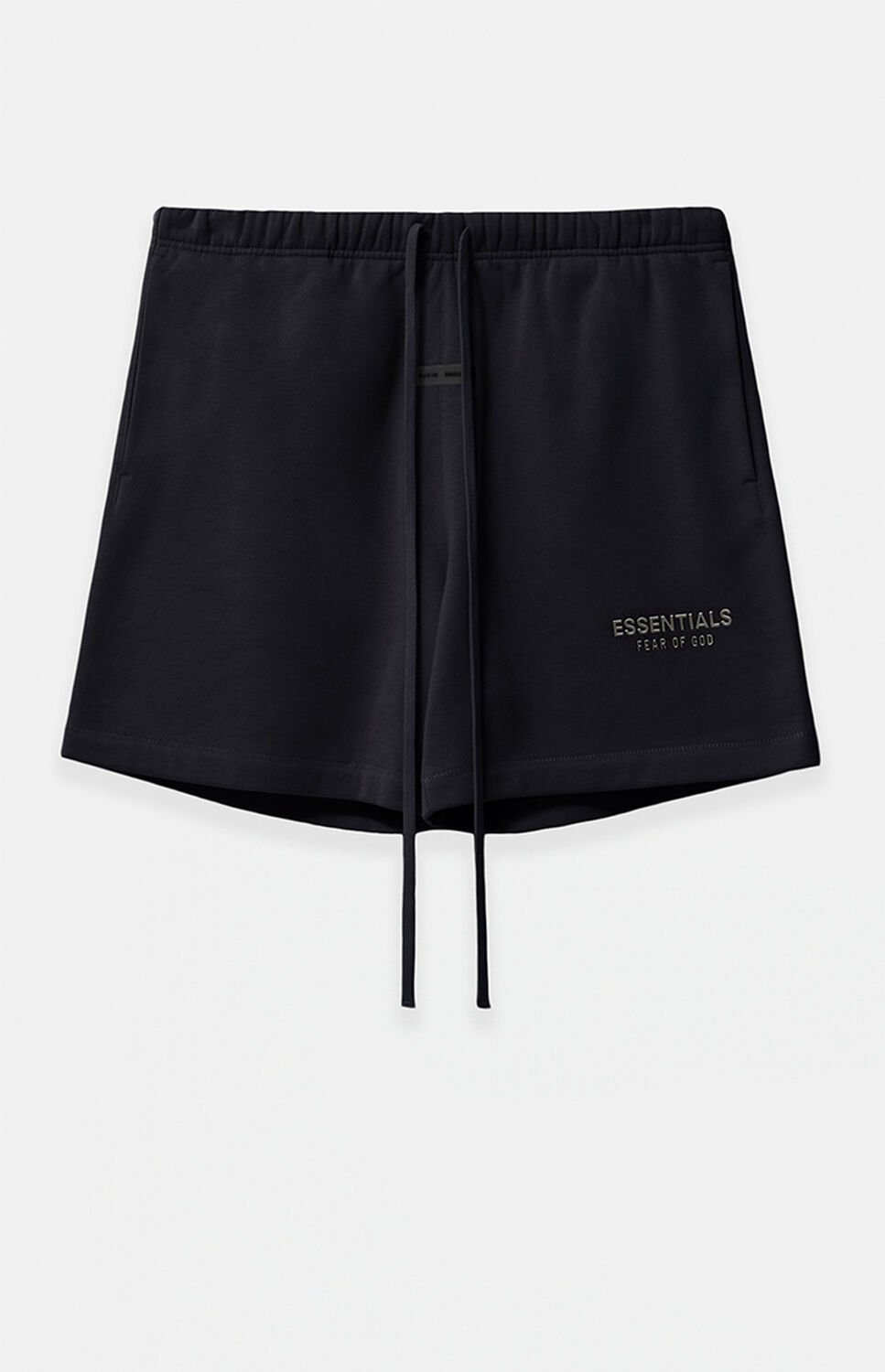 Fear of God ESSENTIALS Jet Black Soccer Fleece Sweat Shorts
