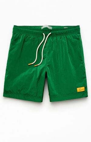 Green Salt Solid 6" Volley Swim Trunks image number 1