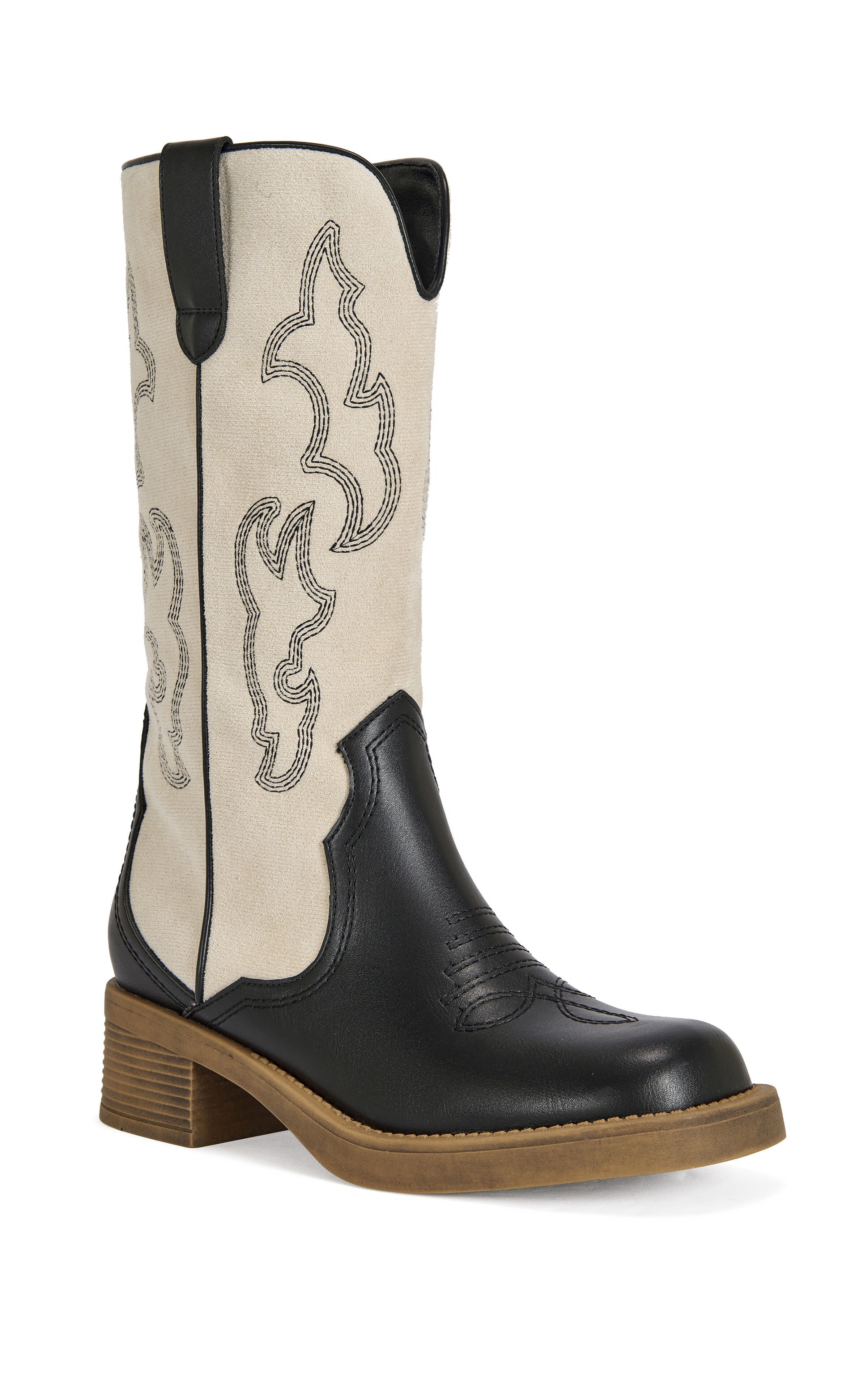 AZALEA WANG Women's Mariana Black & White Western Boots