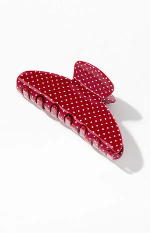 Red Polka Dot Hair Claw Clip image number 1