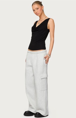 Petite Wide Leg Cargo Sweatpants image number 4